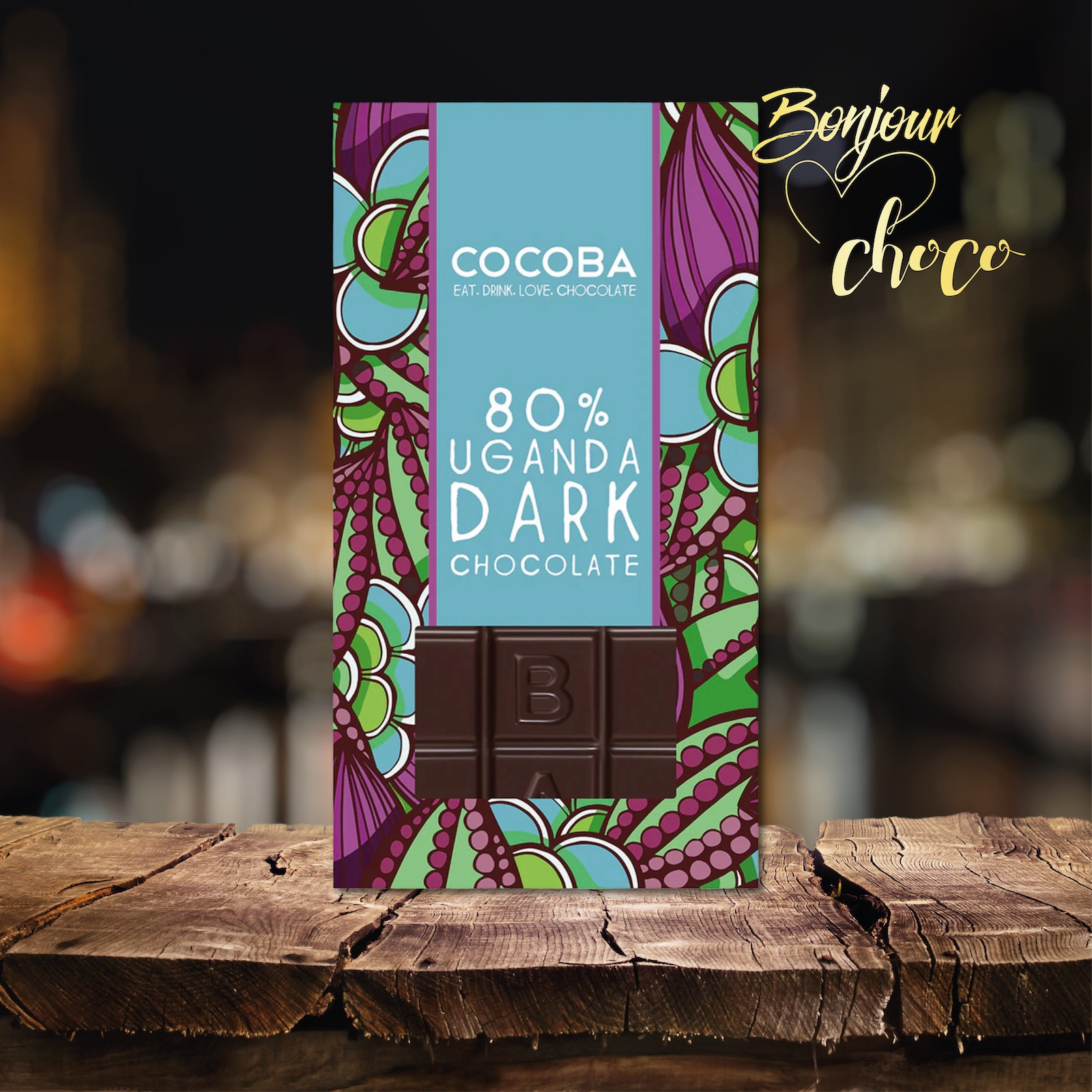 Tabletă ciocolată neagră cu 80% cacao de Uganda 100G